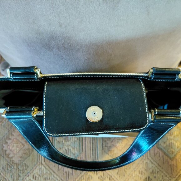 Vintage Kate Spade Canvas and Black Leather Handbag, Made in Italy - Picture 5 of 8